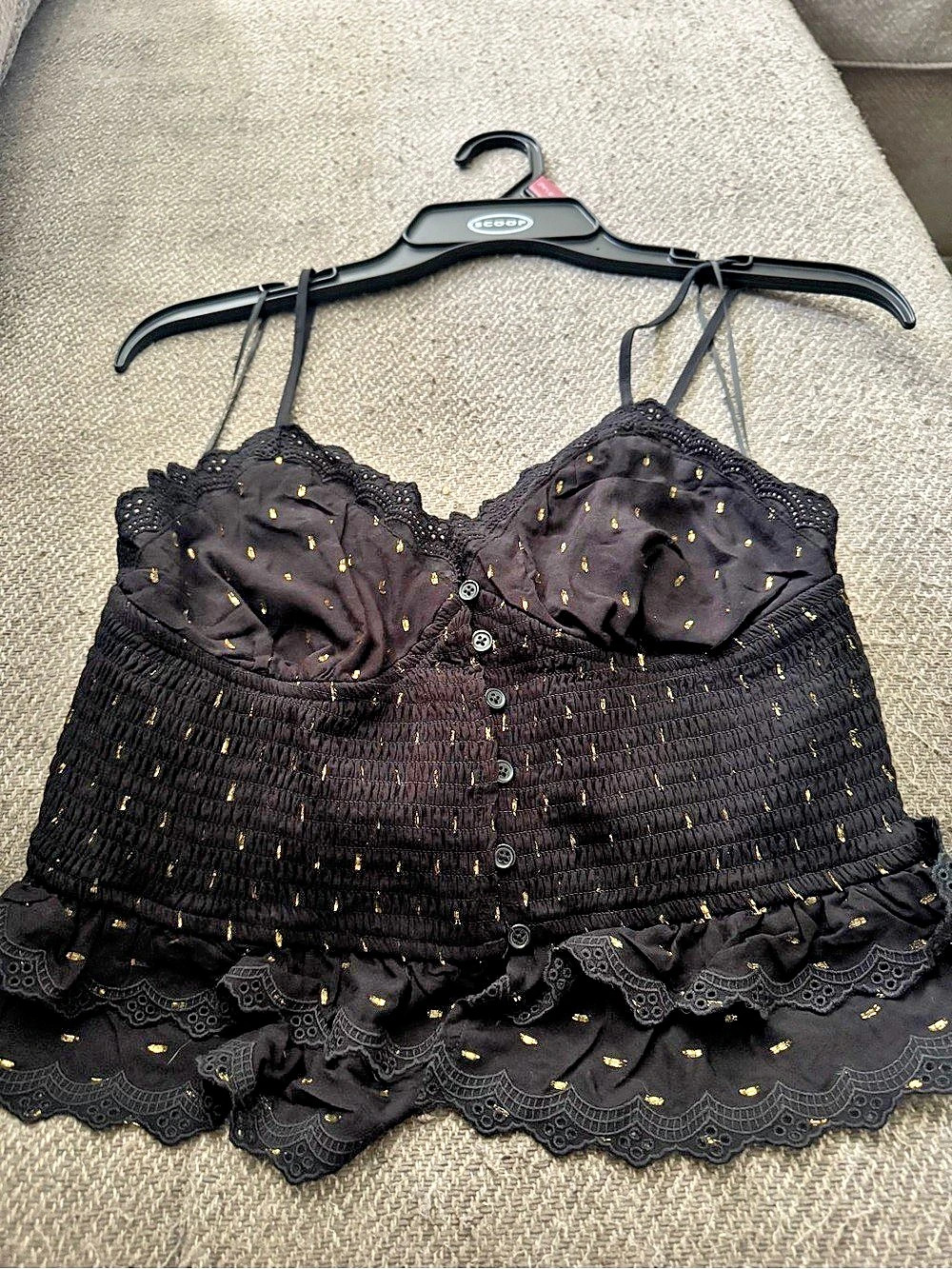 Scoop Black Lace Trim Camisole Size Small Like New